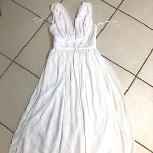 Gorgeous White Lined Maxi Dress